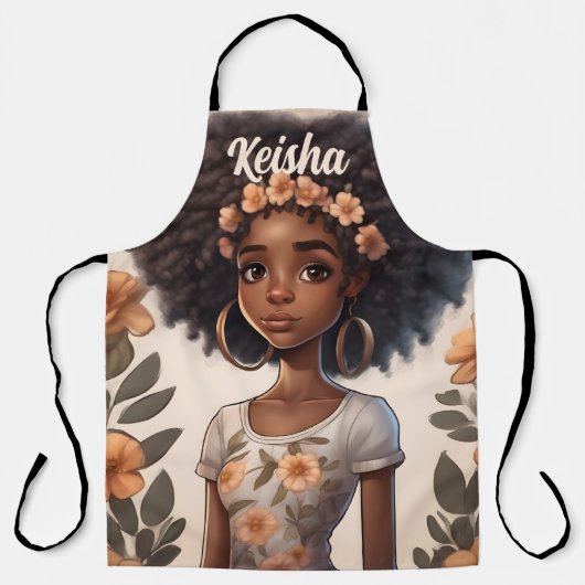 Tablier Apron féminin afro-américain personnalisé (Recto)