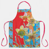 Tablier Apron floral à fleurs rouges de feuillus (Recto)