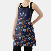 Tablier Apron floral bleu et orange du pavot (Insitu)