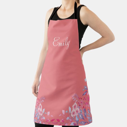 Tablier Apron floral rose personnalisé (Insitu)