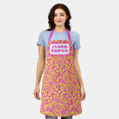Tablier Apron jaune rose psychédélique de puissance de la  (Porté)