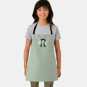 Tablier Apron moderne sauge vert monogramme nom de garçon (Insitu)