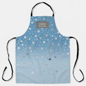 Tablier apron monogramme bleu argent étoiles esthéticienne (Recto)
