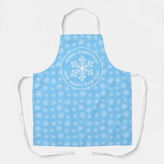 Tablier Apron Motif de flocons de neige bleu (Recto)