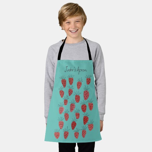 Tablier Apron Motif de fraises irrégulier (Porté)