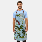 Tablier Apron - Motif orchidée en bleu (Porté)
