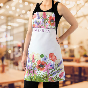 Tablier Apron nom cadeau floral apron fleurs personnalisée