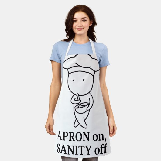 Tablier “Apron On Sanity Off” Funny Minimalist Chef Carto (Porté)