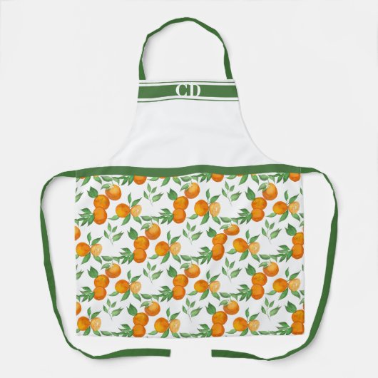 Tablier Apron oranges botaniques monogrammes (Recto)