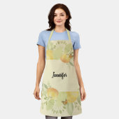 Tablier Apron Pale Jaune Design Floral (Porté)