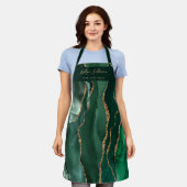Tablier apron professionnel de beauté agate vert émeraude (Porté)