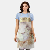 Tablier apron professionnel de beauté aquarelle et feuille (Porté)