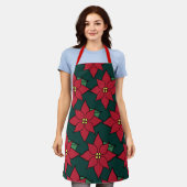 Tablier Apron rouge de Noël Poinsettias (Porté)