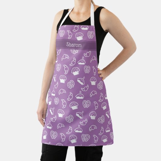 Tablier Apron Violet Avec Nom Personnalisé | Cadeau pour u (Insitu)