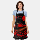 Tablier Apron with Train Box Car and Roses (Porté)