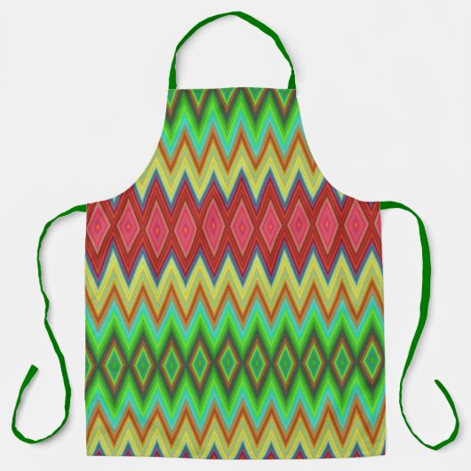 Tablier Apron with vibrant, geometric diamond patterns  (Recto)