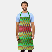 Tablier Apron with vibrant, geometric diamond patterns  (Porté)