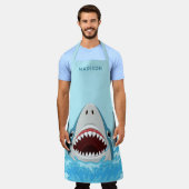 Tablier Aprons de noms personnalisés Funny Shark (Porté)