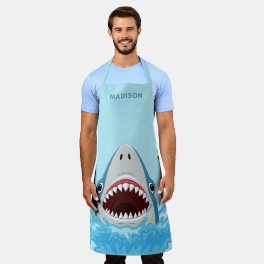 Tablier Aprons de noms personnalisés Funny Shark (Porté)