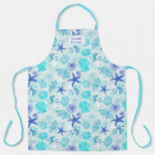 Tablier Aqua-bleu-turquoise couleur d'aquarelle mixte (Recto)