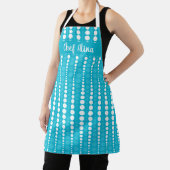 Tablier Aqua Blue and White Polka Dot Middium Apron (Insitu)