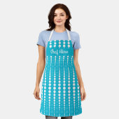 Tablier Aqua Blue and White Polka Dot Middium Apron (Porté)