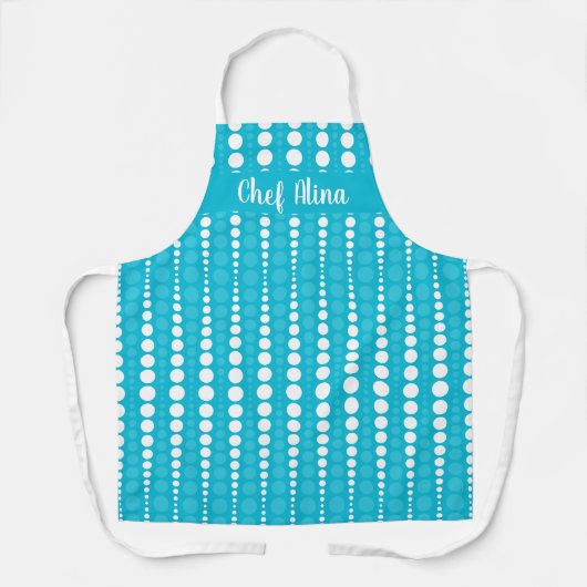 Tablier Aqua Blue and White Polka Dot Middium Apron (Recto)