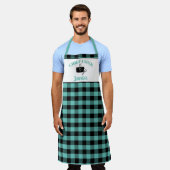 Tablier Aqua Green et Black Cook Buffalo Plaid Motif (Porté)