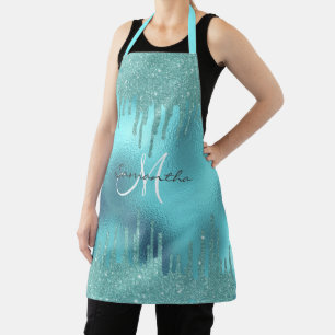Tablier Aqua Paillettes Drips Feuille Métallisée Personnal