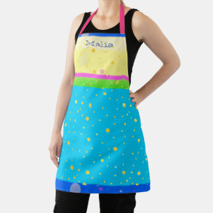 Tablier Aqua Pastel Fantaisiste, Rose, Jaune, Bleu Vert