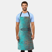 Tablier Aqua Turquoise bleu gris Abstrait (Porté)