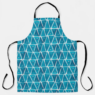 Tablier Aquarelle abstrait triangles bleus sans soudure ba