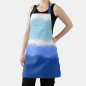 Tablier Aquarelle Abstraite moderne tons bleus Nom personn (Insitu)
