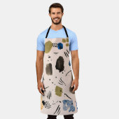 Tablier Aquarelle Abstraite : Motif d'encre géométrique. (Porté)