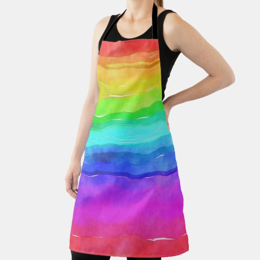 Tablier Aquarelle Abstraite Peint Rayures arc-en-ciel (Insitu)