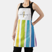 Tablier Aquarelle arc-en-ciel Monogramme Script Maman Anni (Insitu)