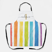 Tablier Aquarelle arc-en-ciel Monogramme Script Maman Anni (Recto)