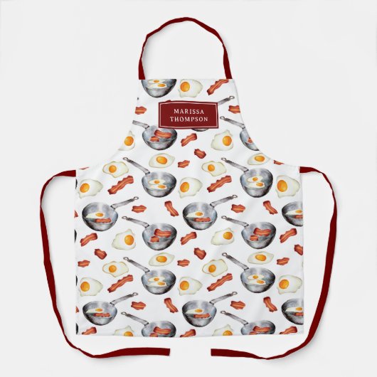 Tablier Aquarelle Bacon & Oeufs Petit-déjeuner Aliments No (Recto)
