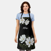 Tablier Aquarelle Blanc Cosmos Fleurs Peinture Botanique (Porté)