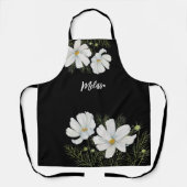 Tablier Aquarelle Blanc Cosmos Fleurs Peinture Botanique (Recto)