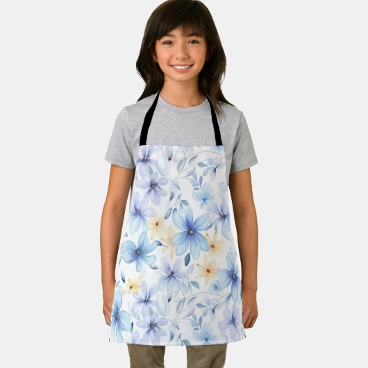 Tablier aquarelle bleu floral transparent (Insitu)