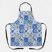 Tablier Aquarelle bleu méditerranéen, blanche et jaune (Recto)