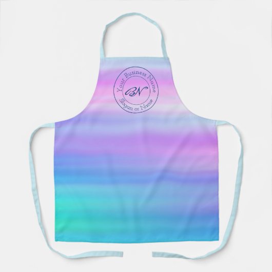 Tablier Aquarelle bleue avec logo de timbre professionnel  (Recto)