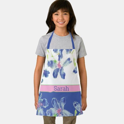 Tablier Aquarelle bleue Floral (Insitu)