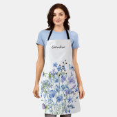 Tablier Aquarelle bleue Florale Nom de la grand-mère (Porté)