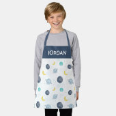 Tablier Aquarelle Blue Space Planet Motif (Porté)