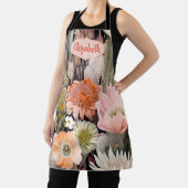 Tablier Aquarelle Boho Cactus Rose, Pêche, Vert (Insitu)