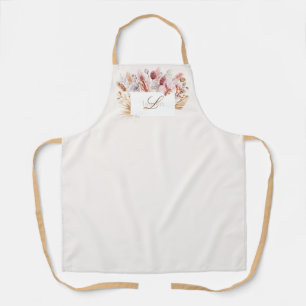 Tablier Aquarelle Boho Fleur sauvage Monogram