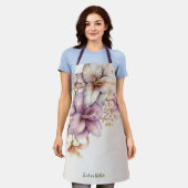 Tablier Aquarelle Boho Rose Fleurs Élégante Et Élégante (Porté)