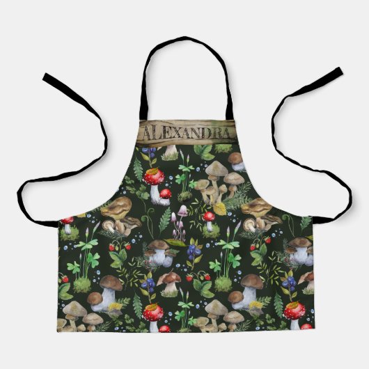 Tablier Aquarelle Bois Champignons Moss Nom du Motif Ap (Recto)
